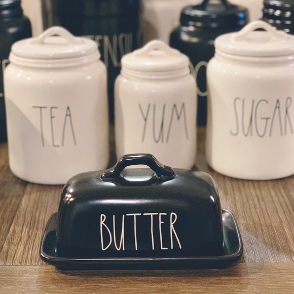 Rae Dunn Other Rae Dunn Black Butter Dish Canister Butter Poshmark